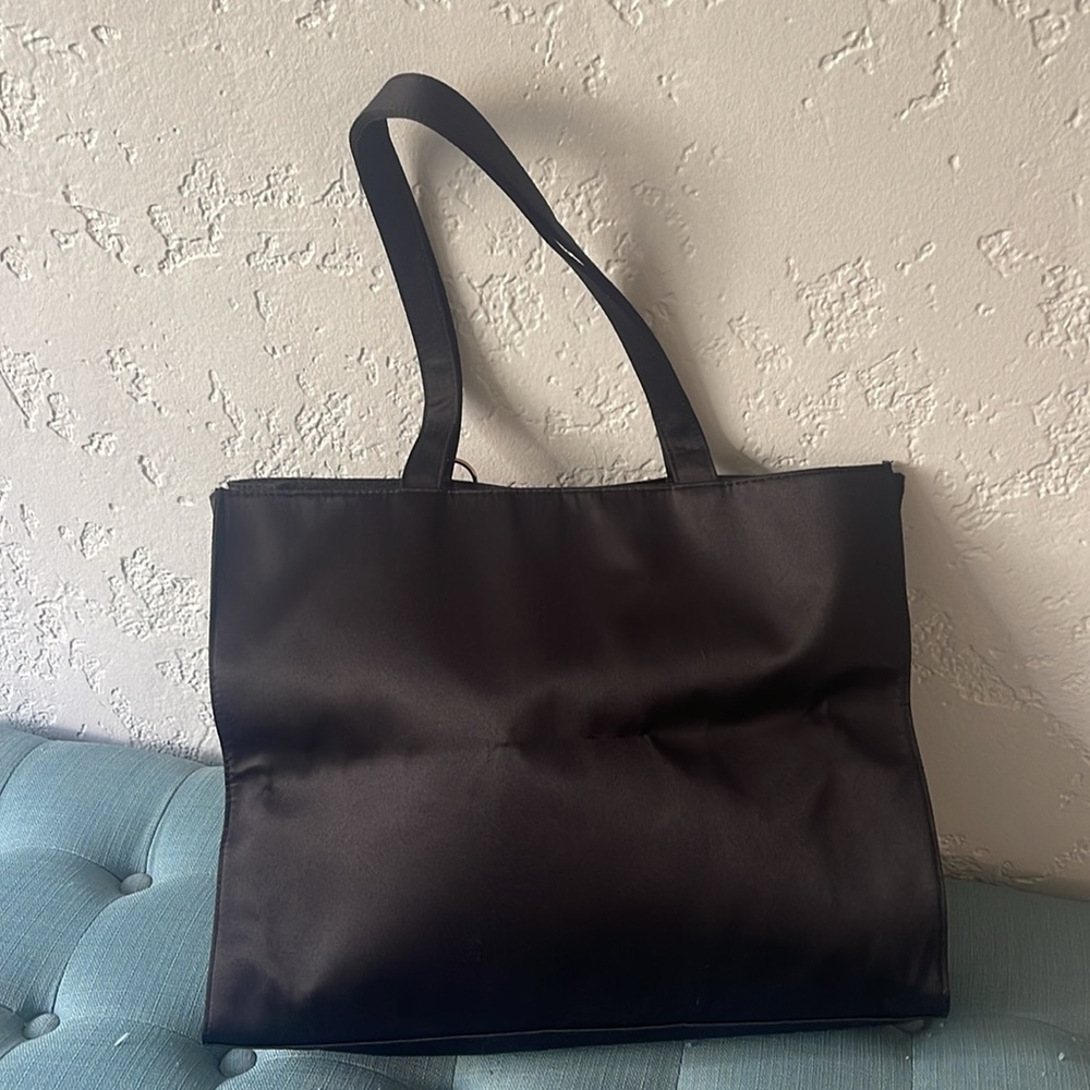 Good Girl Black Tote Bag with Floral Charm - Picture 2 of 4